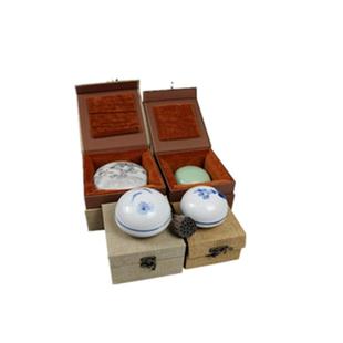 印泥盒手工布锦盒金石印坊印泥缸印缸盒瓷盒古玩盒篆刻特大号手绘