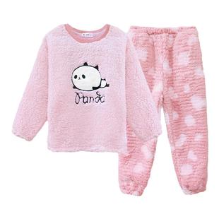 英博伦女童法兰绒睡衣公主大童儿童珊瑚绒加厚保暖家居服套装秋冬