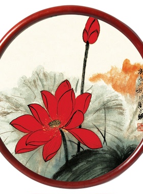 实木圆形画框复古挂画框