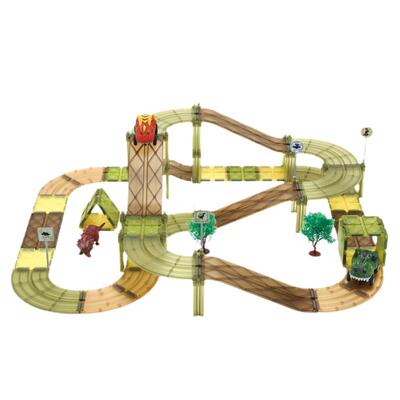 彩窗轨道磁力片电动恐龙主题玩具