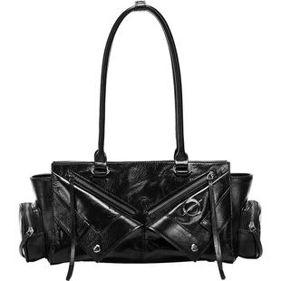 JTB重构法棍包.新款黑色牛皮包包小众手提腋下包设计感轻奢托特包