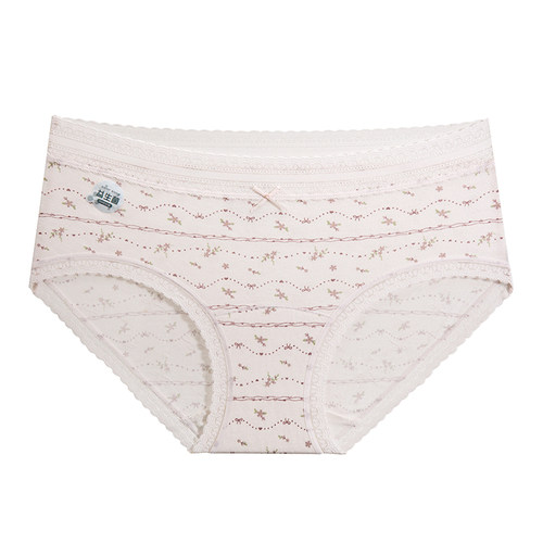 10A抑菌棉内裤女士碎花蕾丝益生菌加长裆透气无痕中腰三角裤短裤