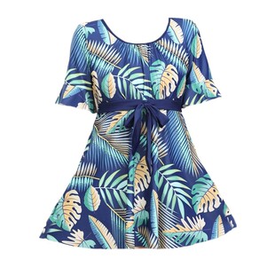 泳衣女款中老年保守妈妈泳衣连体遮肚显瘦经典款大码泡温泉游泳衣