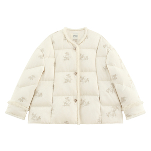 【琼芳】高奢气质年款新中式提花毛领+进口95鹅绒国风羽绒服-5249