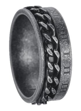 复古做旧可转动链条罗马数字戒指