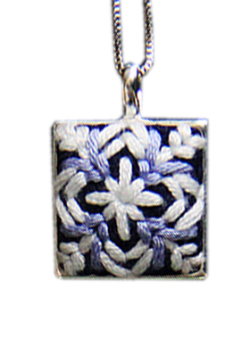 原创设计风刺绣雪花项链