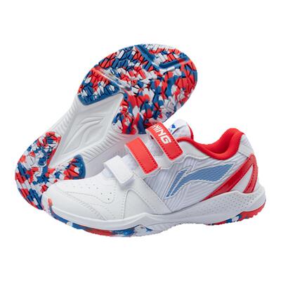 李宁羽毛球鞋 雷霆JR 儿童款防滑耐磨透气舒适魔术贴羽毛球训练鞋