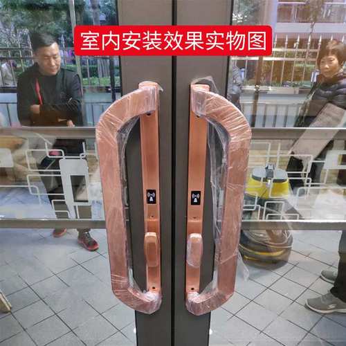 大拉手防水指纹锁断桥铝合金门不绣钢推拉平开门智能密码门锁