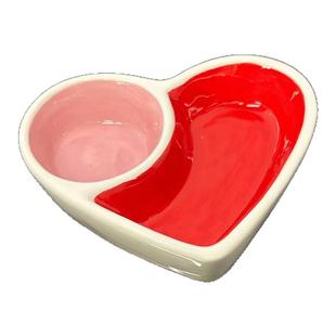 蜜袋鼯分格小碗食碗仓鼠碗储物可装食物陶瓷食盆防打翻饭盆分隔