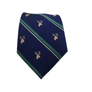 男女真丝桑蚕丝麋鹿动物提花小众绅士绅装复古意式条纹蓝色领带