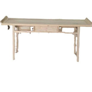 中式北榆木条案供台白茬全实木佛台供桌香案端景台白胚坯简约圆腿