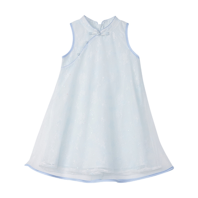 原上呦呦女童国风斜襟新中式旗袍裙儿童夏季无袖改良国风连衣裙