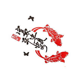 电梯玄关一入户门口布置墙面贴壁画装饰造景亚克力3d立体富贵平安
