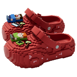 积木洞洞鞋女款夏季2026新款居家外穿防滑抗菌踩屎感像素凉拖鞋女