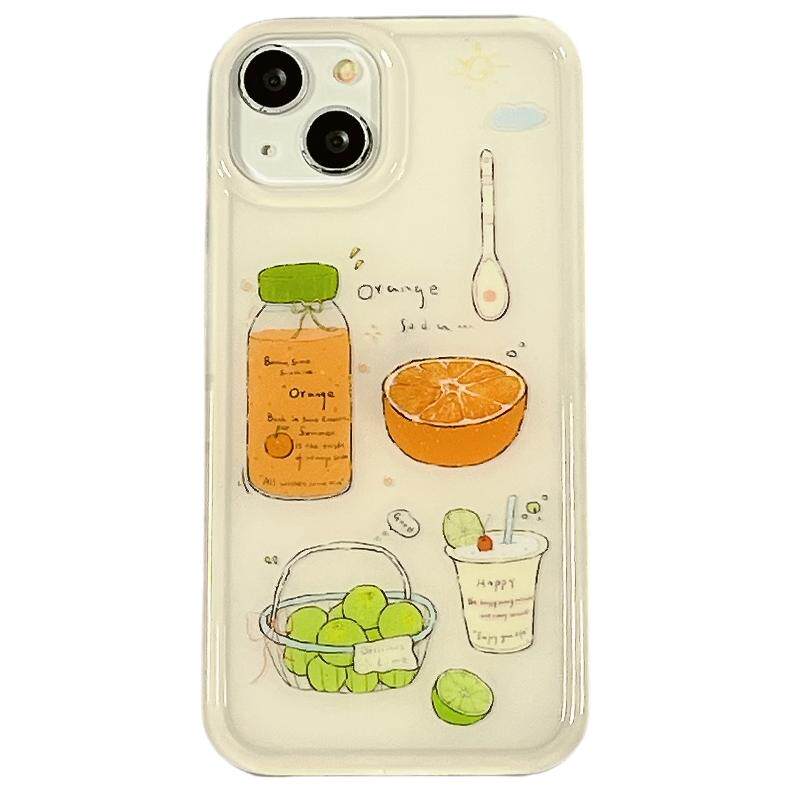 ins韩系夏日水果榨汁饮料适用苹果16promax手机壳iphone15pro新款13小众14promax硅胶14双层1