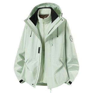 WASSUP潮流蓝色冲锋衣女三合一定制防风防水春秋冬季登山服外套男