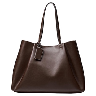 2026秋季新款女包 时尚百搭欧美巧克力色大容量单肩包通勤托特包