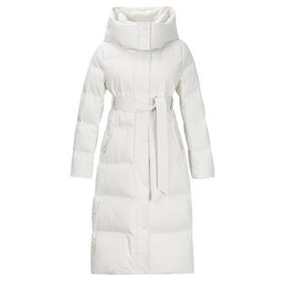 MindBridge女士中长款加厚羽绒服2025年米白外套冬季连帽鸭绒服