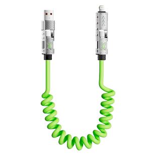 240W四合一弹簧伸缩快充线车载数据线2米加长加粗锌合金接口type-c双变换插口原装正品手机充电器线