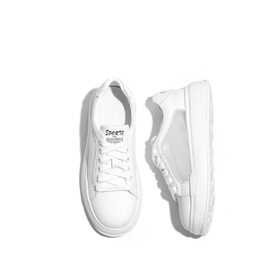 JUXUAN真皮单网小白鞋女2026夏天新款爆款配裙子穿透气舒适板鞋子