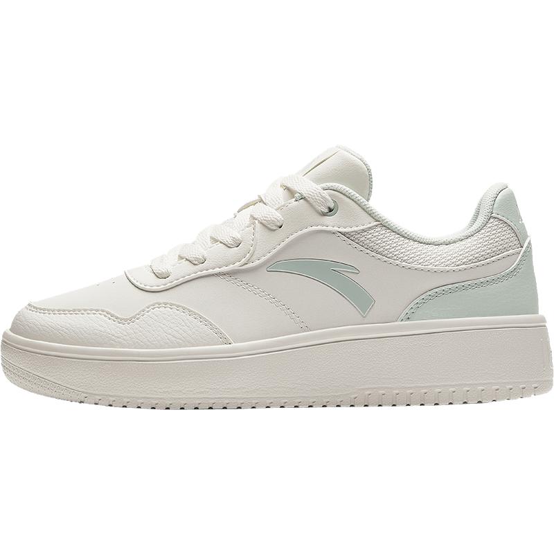 安踏女鞋板鞋冬季新款防滑小白鞋皮面正品厚底增高防水运动鞋女