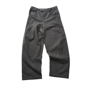 GongheRepub 「弧光」磨毛绒感长裤 宽松分割秋冬休闲弯刀直筒裤