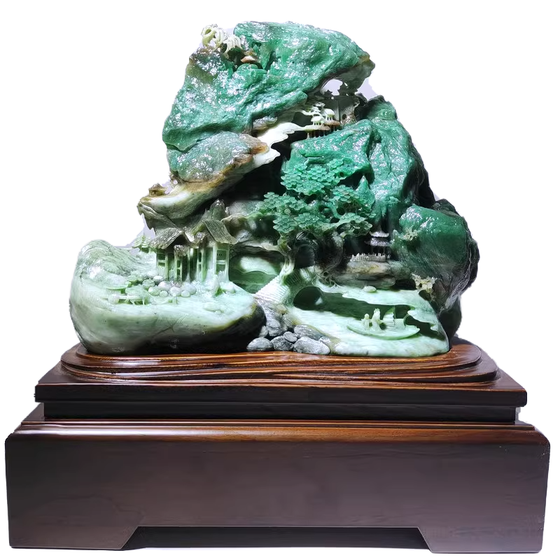 独山玉雕山子摆件工艺品玉石原石