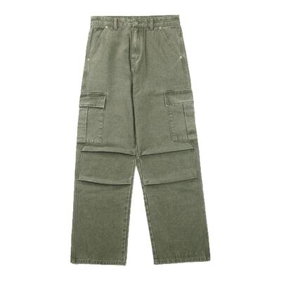 98SQUID 美式高街褶皱多口袋工装裤复古宽松直筒中性设计感长裤潮