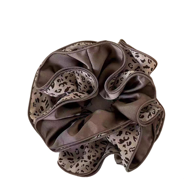 复古双层豹纹大肠发圈女2025新款高级感丸子头扎马尾大号头绳发饰