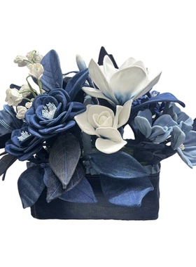 繁花似锦创意手工牛仔艺术插花花篮牛仔周边活动陈列展厅店铺装饰