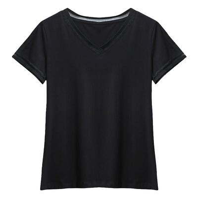 v领短袖t恤女宽松韩版夏季薄款
