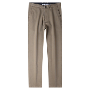 秋冬厚款卡其色男士休闲裤精梳棉高端斜纹质感商务宽松直筒裤子男