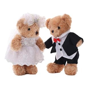 婚纱情侣泰迪熊公仔毛绒玩具结婚庆压床布娃娃情人节新婚高档礼物