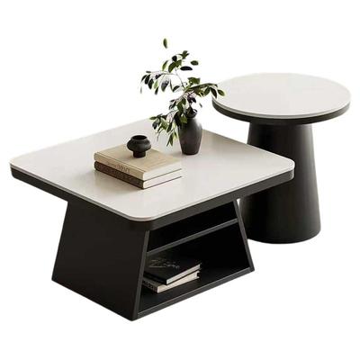 奶油风岩板茶几客厅家用小户型