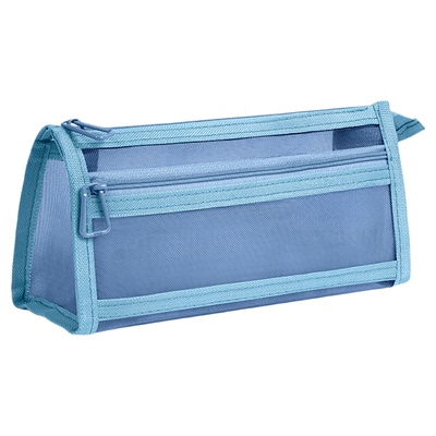 透明网纱笔袋学生考试专用文具袋儿童铅笔袋双层立体大容量文具盒