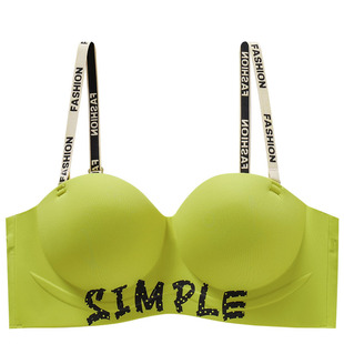 少女多巴胺半杯内衣加厚小胸聚拢显大平胸文胸不空杯红色露肩B75A