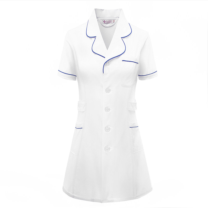 美容院夏装美容师工作服韩式纹绣药店服装韩版蓝色药店服护士服薄