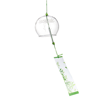 伊朵羽朋友礼物和风挂饰吊饰透明仿刻花玻璃柳花风铃户外许愿铃铛