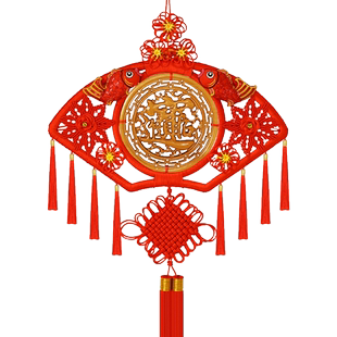扇形桃木中国结挂件客厅大号高档福字挂饰入户门乔迁玄关过年装饰