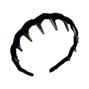 秋冬复古彩色丝绒波浪倒插梳带齿发箍韩版高颅顶头箍正反两带发卡