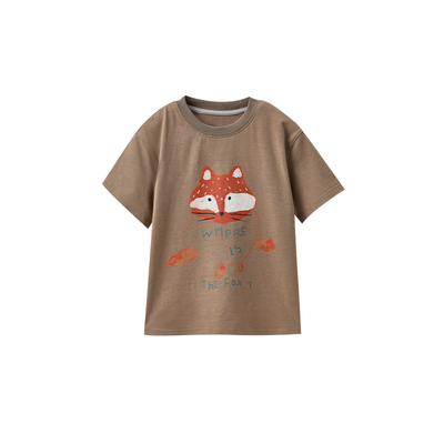 Q21棉麻系列儿童印花T恤男女童夏季莫代尔汉麻短袖上衣吸湿排汗