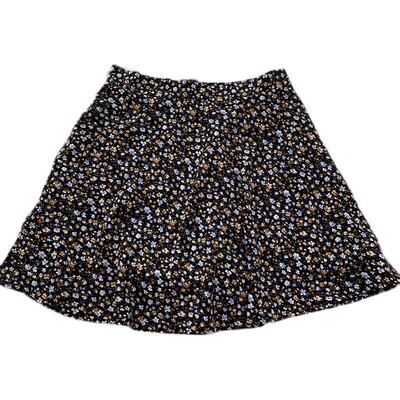 法式复古黑色碎花短裙腿带修身款