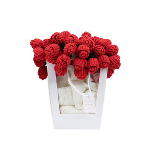 成品红色玫瑰花束成品毛毯针织手工编织毯子结婚披肩毯情人节礼物