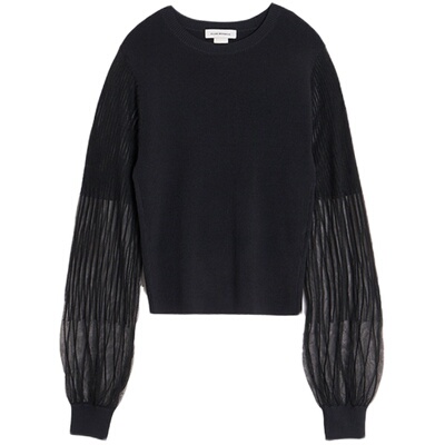 薄纱透视优雅淑女针织长袖