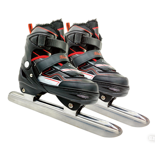 速滑冰刀鞋可调鞋码儿童学生初学者高帮保暖加厚滑冰溜冰鞋黑龙