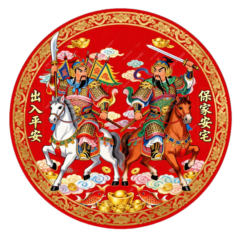 守护门神镇宅招财门神贴画入户门贴铁门木门农村大门贴单门门神贴