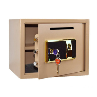 指纹小型家用保险柜防盗办公保险箱投币酒店收银箱存钱罐门投顶投