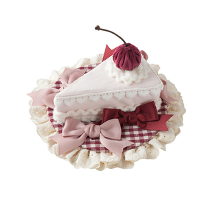 原创Lolita手作粉色纸杯蛋糕发夹蕾丝花边蝴蝶结KC可爱芭蕾风发饰