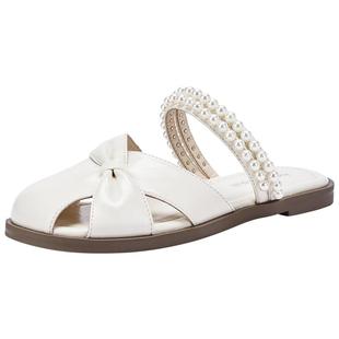 热风平底包头鞋女鞋2025年春季新款女士时尚甜美凉鞋套脚通勤单鞋