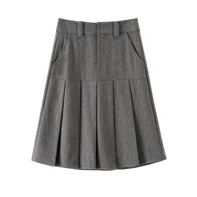 BANANACICI学院风羊毛百褶半裙